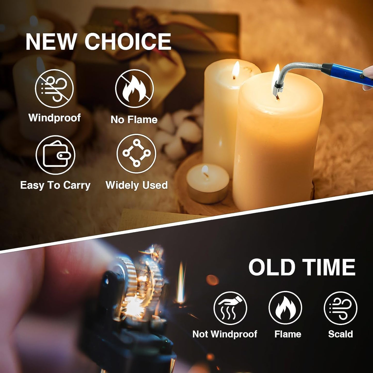 Metal Rechargeable Electric Arc Lighter With Flexible Neck