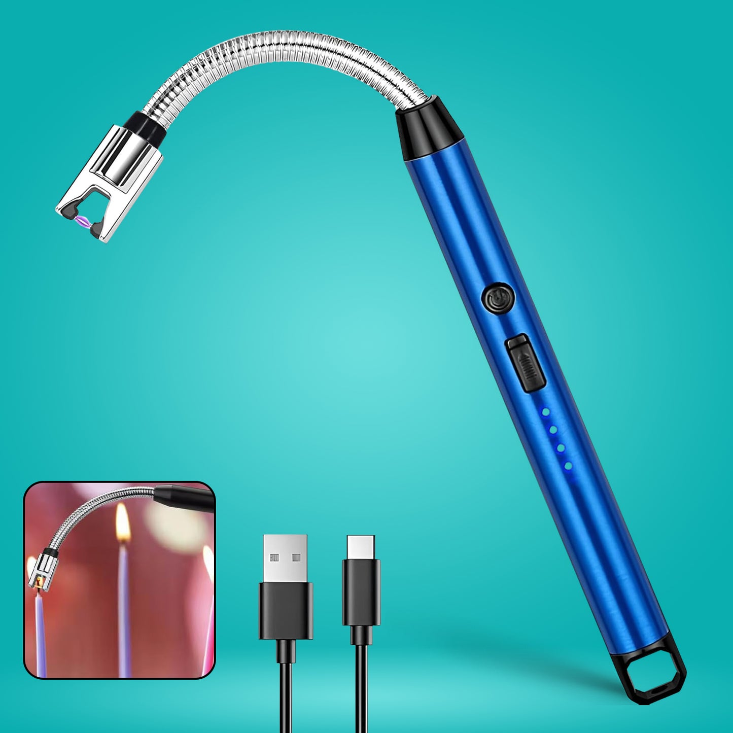 Metal Rechargeable Electric Arc Lighter With Flexible Neck