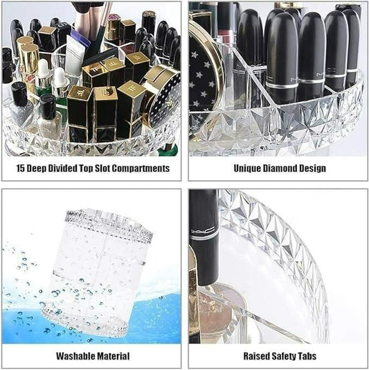 Makeup Organizer Adjustable 360 Rotation Box Case and Storage,Spinning Cosmetic Display Case Multi-Function Clear Carousel Cosmetic with 7 Layers Large Capacity, Fits Jewelry, Makeup Brushes