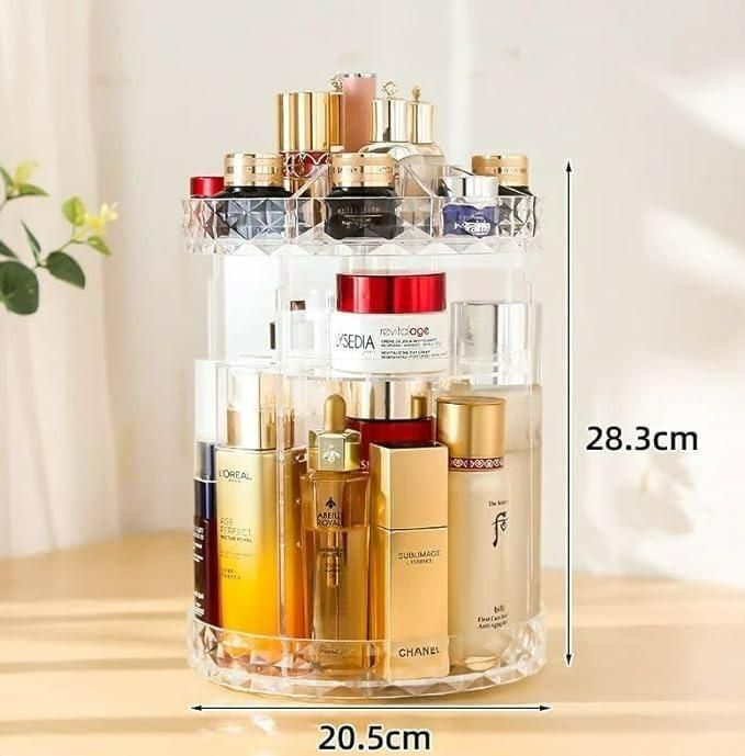 Makeup Organizer Adjustable 360 Rotation Box Case and Storage,Spinning Cosmetic Display Case Multi-Function Clear Carousel Cosmetic with 7 Layers Large Capacity, Fits Jewelry, Makeup Brushes
